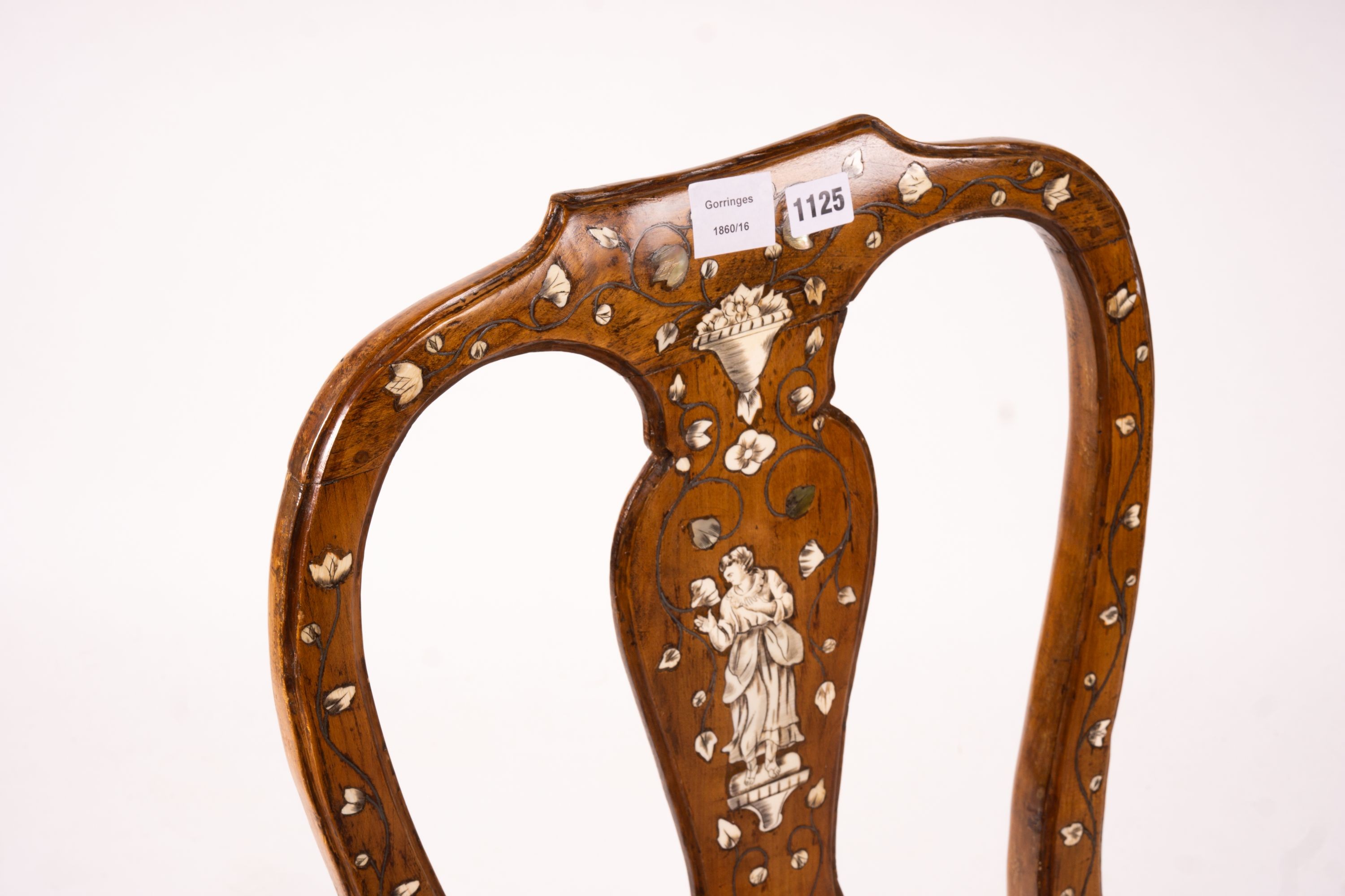 An 18th century ivory inlaid side chair